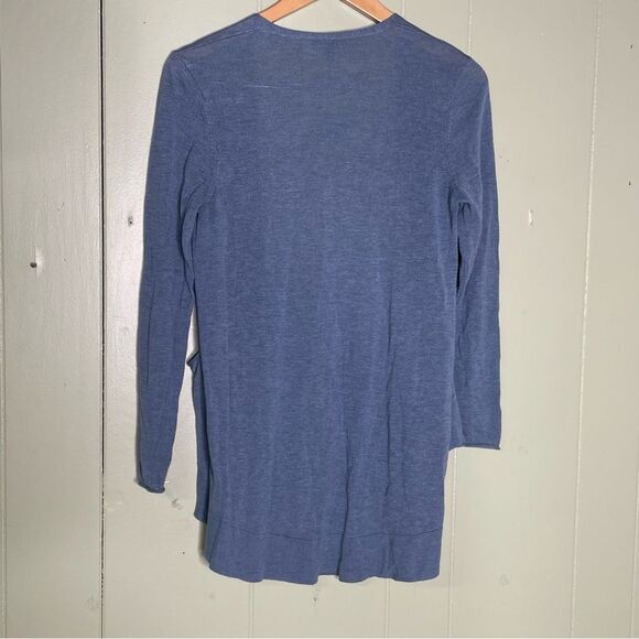 Eileen Fisher Slouchy Open Thin Knit Merino Cardigan In Pond Size Small - Picture 4 of 5